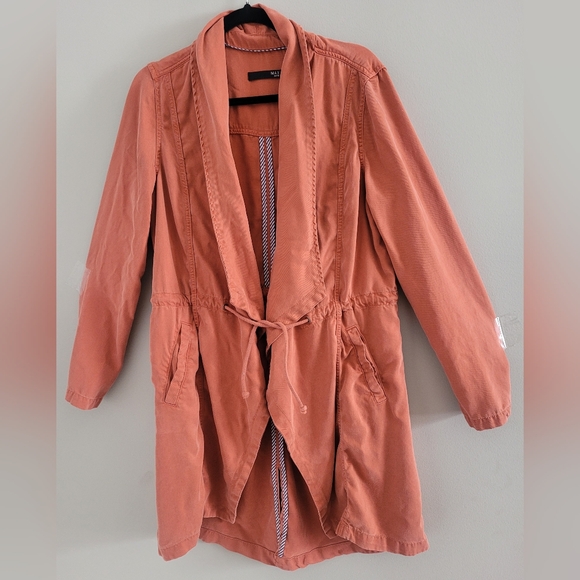 Max Jeans 100%Tencel Draped Drawstring Long Duster Cardigan Terracotta Medium - Picture 3 of 16